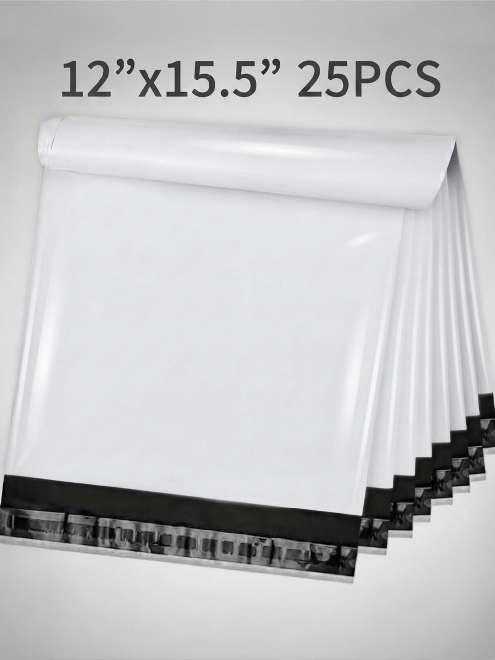 25 Large Poly Mailers 12”x15” ~ White